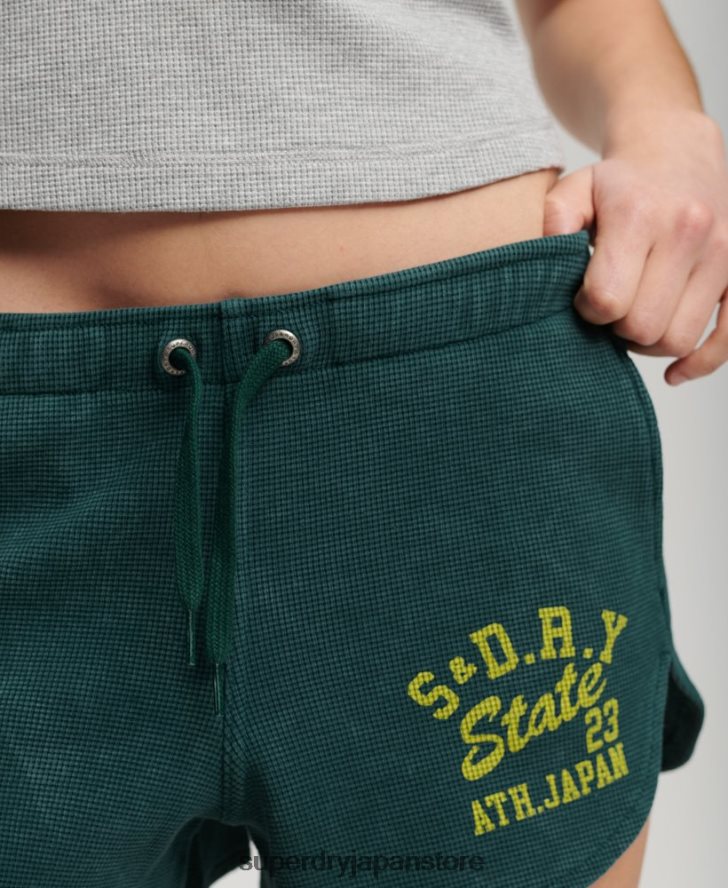 アスレチックエッセンシャルワッフルショーツ 女性 Superdry 衣類 緑 2J62PZ3109