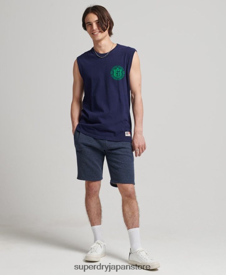 オーガニックコットン ヴィンテージロゴ ジャージー ショーツ 男性 Superdry 衣類 海軍 2J62PZ311