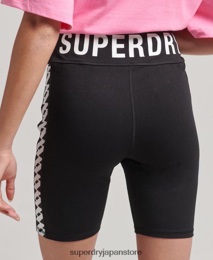 エラスティックロゴ サイクルショーツ 女性 Superdry 衣類 黒 2J62PZ3123