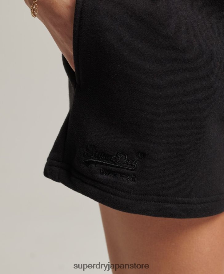 オーガニックコットン ヴィンテージロゴ ジャージー ショーツ 女性 Superdry 衣類 黒 2J62PZ3150
