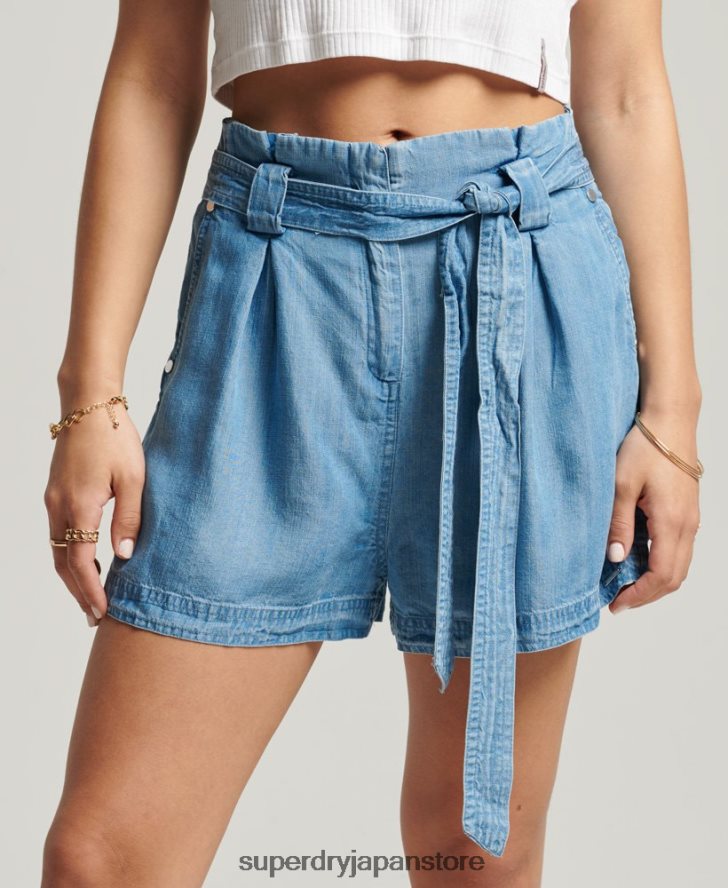 デザートペーパーバッグショーツ 女性 Superdry 衣類 ライトブルー 2J62PZ3151
