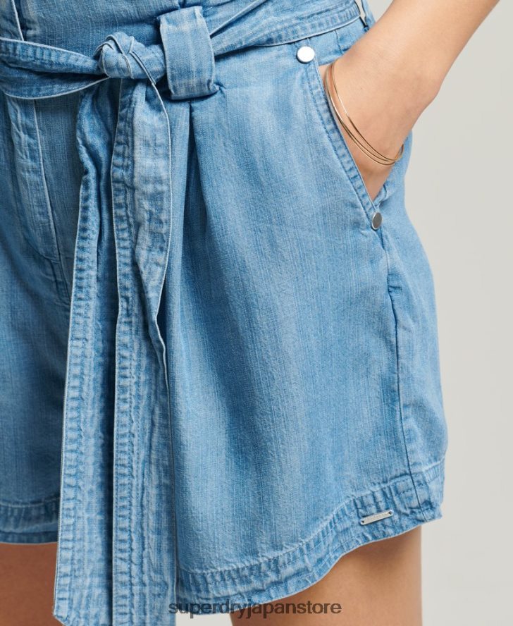 デザートペーパーバッグショーツ 女性 Superdry 衣類 ライトブルー 2J62PZ3151