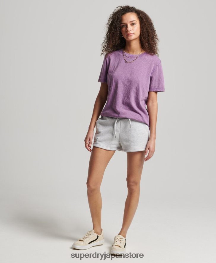 オーガニックコットン ヴィンテージロゴ ジャージー ショーツ 女性 Superdry 衣類 ライトグレー 2J62PZ3153