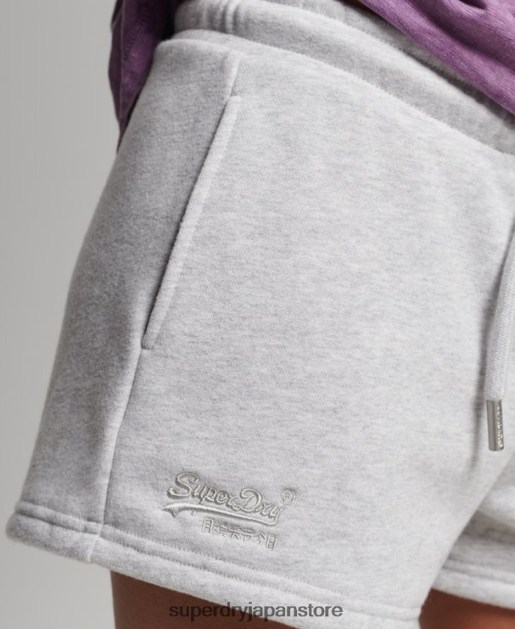 オーガニックコットン ヴィンテージロゴ ジャージー ショーツ 女性 Superdry 衣類 ライトグレー 2J62PZ3153