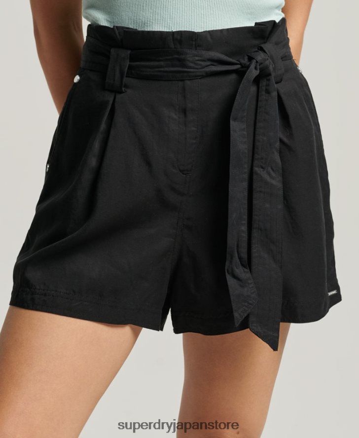 デザートペーパーバッグショーツ 女性 Superdry 衣類 黒 2J62PZ3154