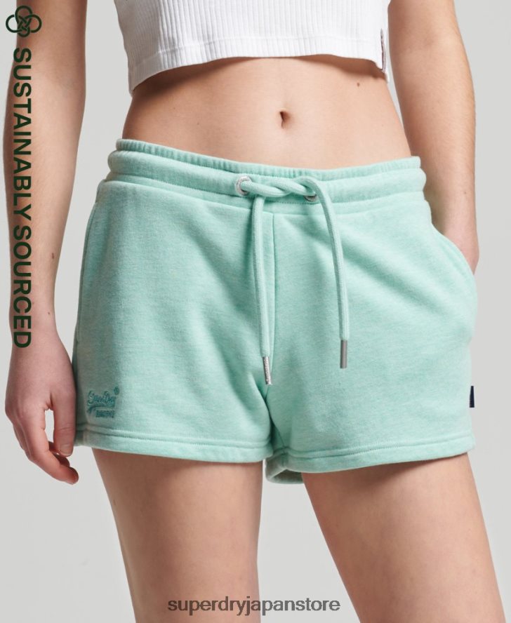 オーガニックコットン ヴィンテージロゴ ジャージー ショーツ 女性 Superdry 衣類 緑 2J62PZ3156