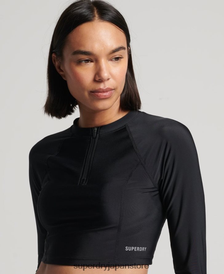 クロップドラッシュトップ 女性 Superdry 衣類 黒 2J62PZ3234