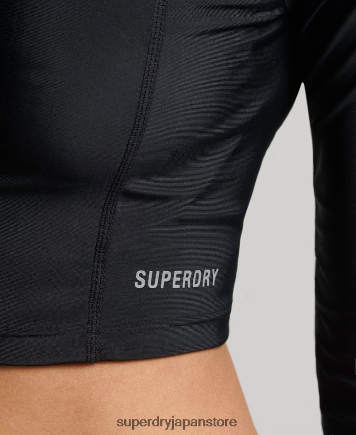 クロップドラッシュトップ 女性 Superdry 衣類 黒 2J62PZ3234