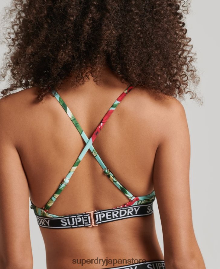 ヴィンテージサーフロゴリサイクルビキニトップ 女性 Superdry 衣類 緑 2J62PZ3254
