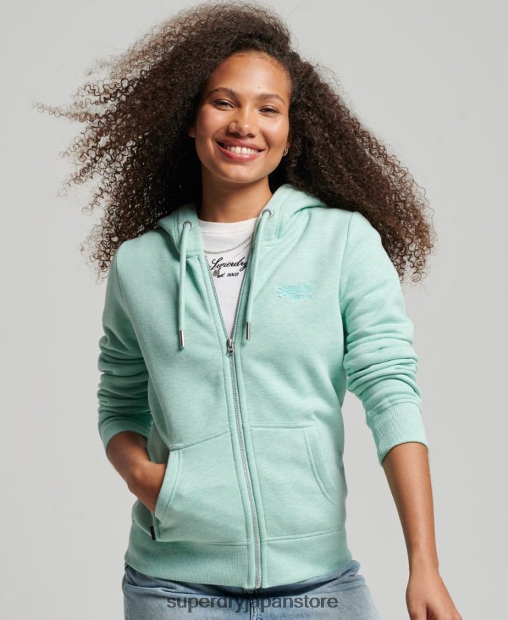 ヴィンテージロゴ刺繍ジップパーカー 女性 Superdry 衣類 緑 2J62PZ3268