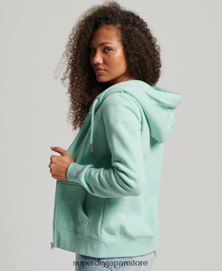 ヴィンテージロゴ刺繍ジップパーカー 女性 Superdry 衣類 緑 2J62PZ3268