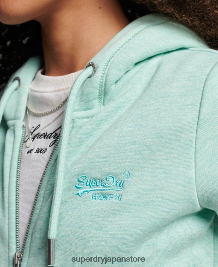 ヴィンテージロゴ刺繍ジップパーカー 女性 Superdry 衣類 緑 2J62PZ3268