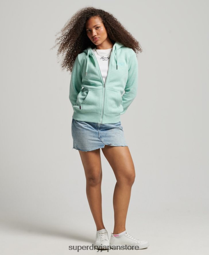 ヴィンテージロゴ刺繍ジップパーカー 女性 Superdry 衣類 緑 2J62PZ3268