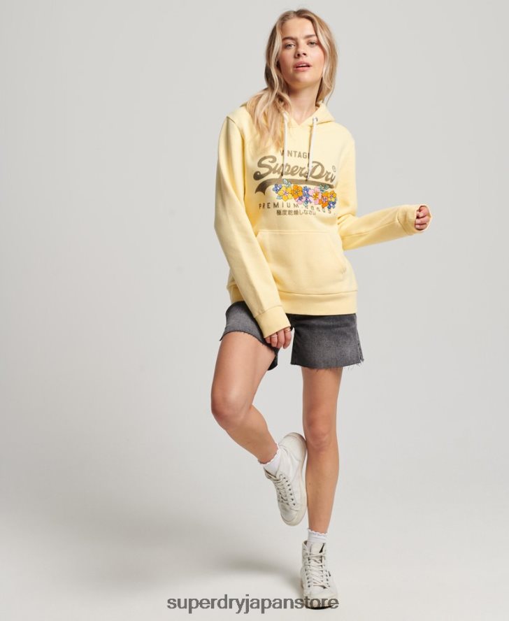 ヴィンテージロゴ プレミアムグッズ 花柄パーカー 女性 Superdry 衣類 黄色 2J62PZ3271