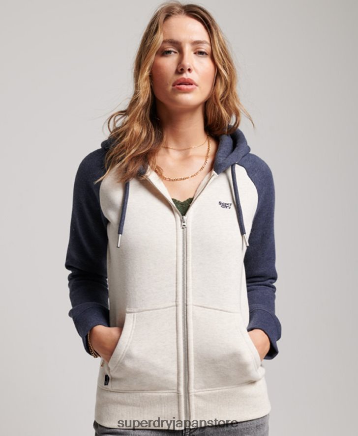 ヴィンテージロゴ刺繍ベースボールジップパーカー 女性 Superdry 衣類 海軍 2J62PZ3272