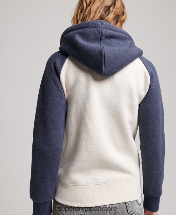 ヴィンテージロゴ刺繍ベースボールジップパーカー 女性 Superdry 衣類 海軍 2J62PZ3272