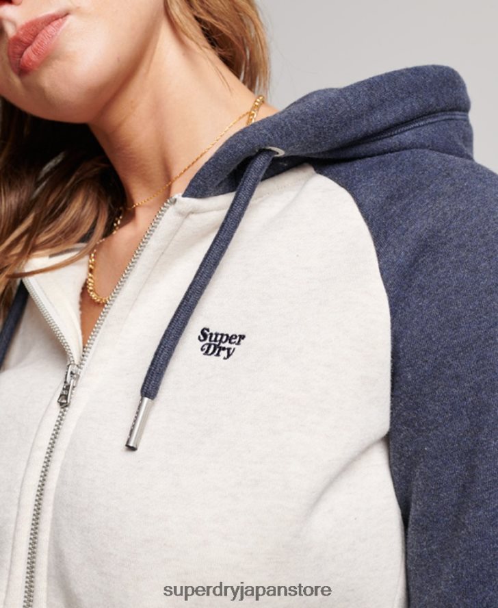 ヴィンテージロゴ刺繍ベースボールジップパーカー 女性 Superdry 衣類 海軍 2J62PZ3272