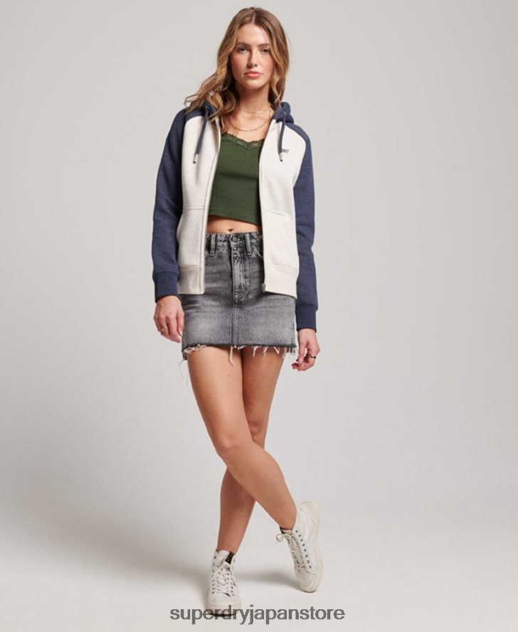 ヴィンテージロゴ刺繍ベースボールジップパーカー 女性 Superdry 衣類 海軍 2J62PZ3272