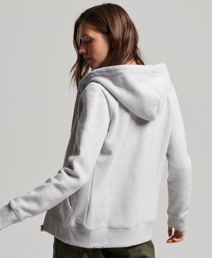 ヴィンテージロゴ刺繍ジップパーカー 女性 Superdry 衣類 ライトグレー 2J62PZ3274