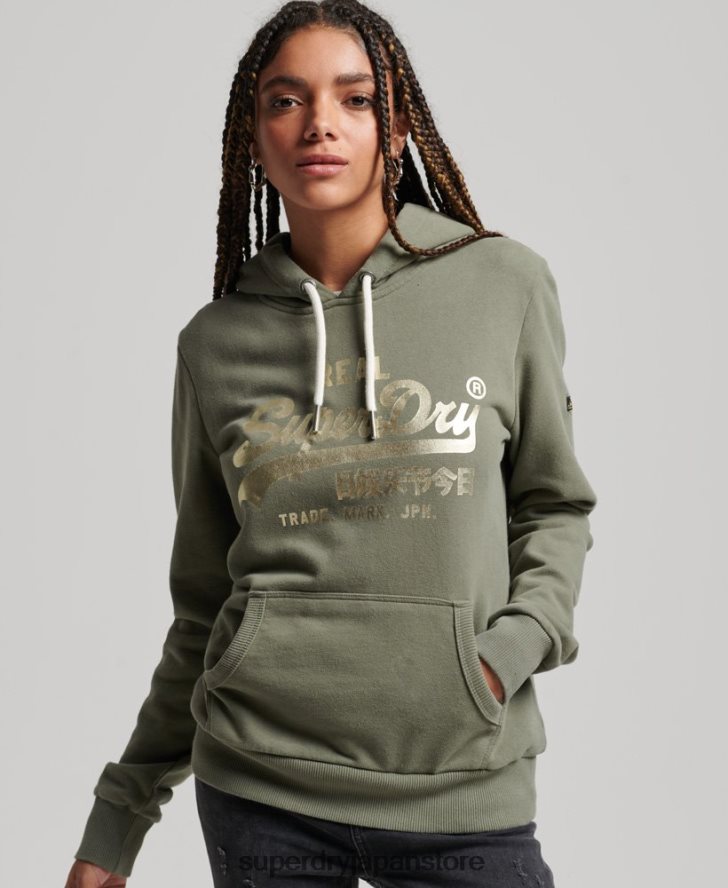 ヴィンテージロゴ装飾パーカー 女性 Superdry 衣類 緑 2J62PZ3276