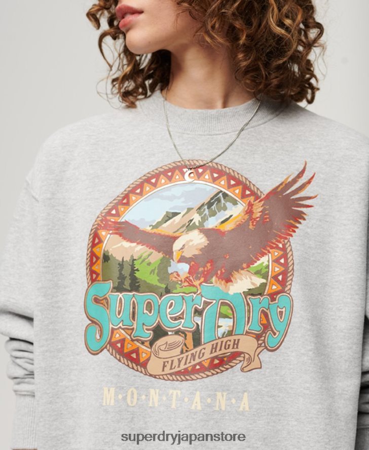 旅行お土産グラフィッククルースウェットシャツ 女性 Superdry 衣類 ライトグレー 2J62PZ3277