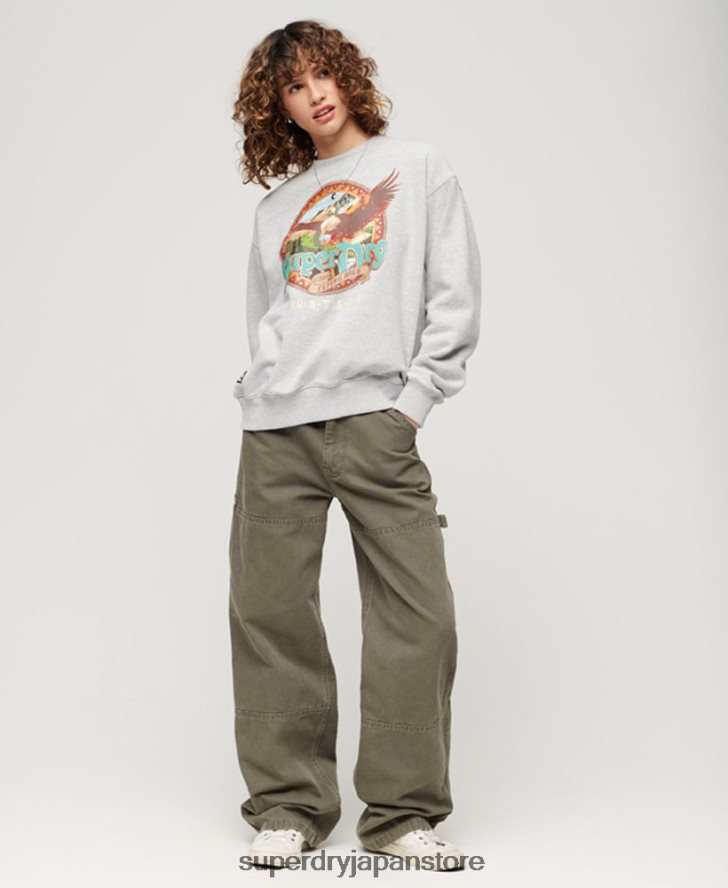 旅行お土産グラフィッククルースウェットシャツ 女性 Superdry 衣類 ライトグレー 2J62PZ3277