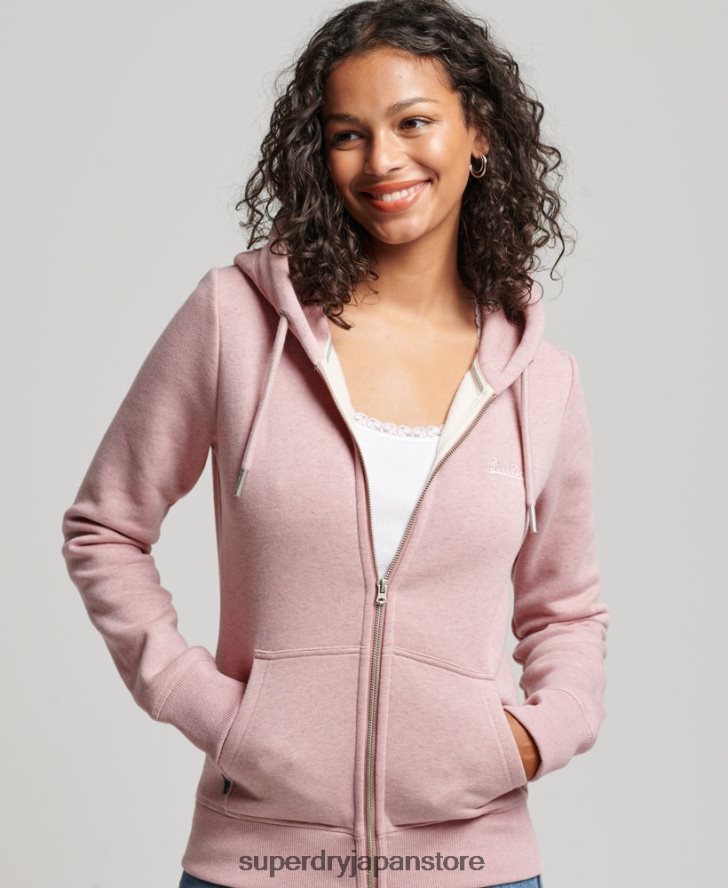 ヴィンテージロゴ刺繍ジップパーカー 女性 Superdry 衣類 ピンク 2J62PZ3279