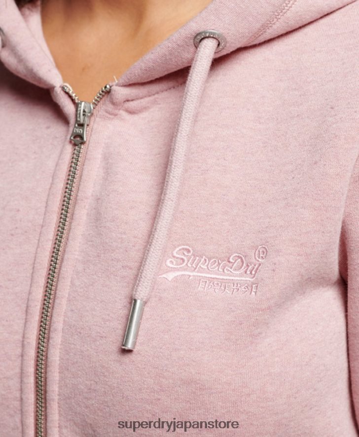 ヴィンテージロゴ刺繍ジップパーカー 女性 Superdry 衣類 ピンク 2J62PZ3279