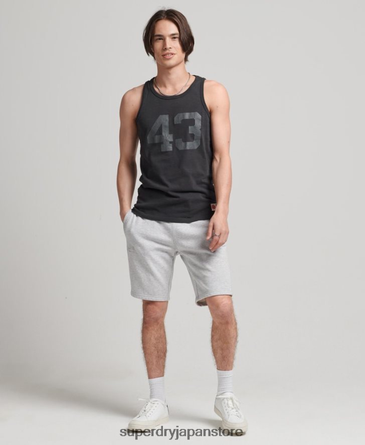 オーガニックコットン ヴィンテージロゴ ジャージー ショーツ 男性 Superdry 衣類 ライトグレー 2J62PZ327