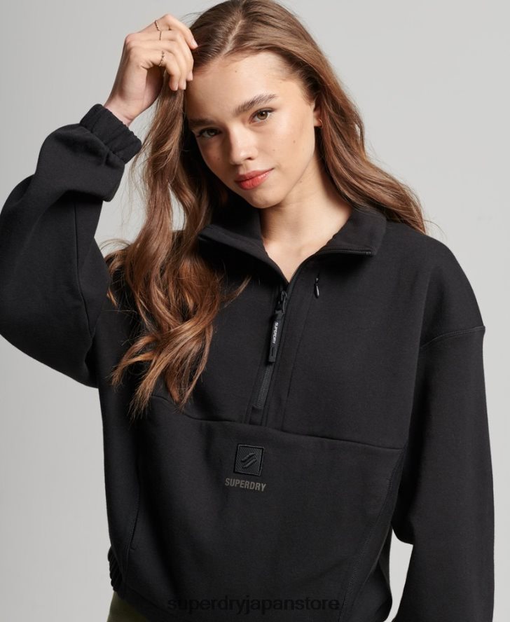 テックバットウィングハーフジップスウェットシャツ 女性 Superdry 衣類 黒 2J62PZ3281