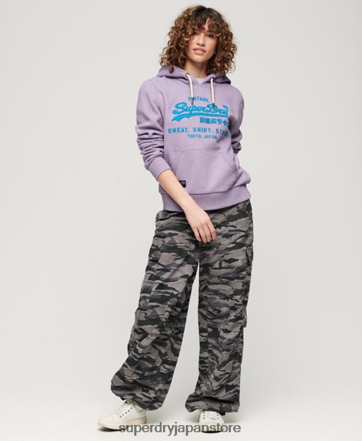 ネオンヴィンテージロゴパーカー 女性 Superdry 衣類 紫 2J62PZ3282
