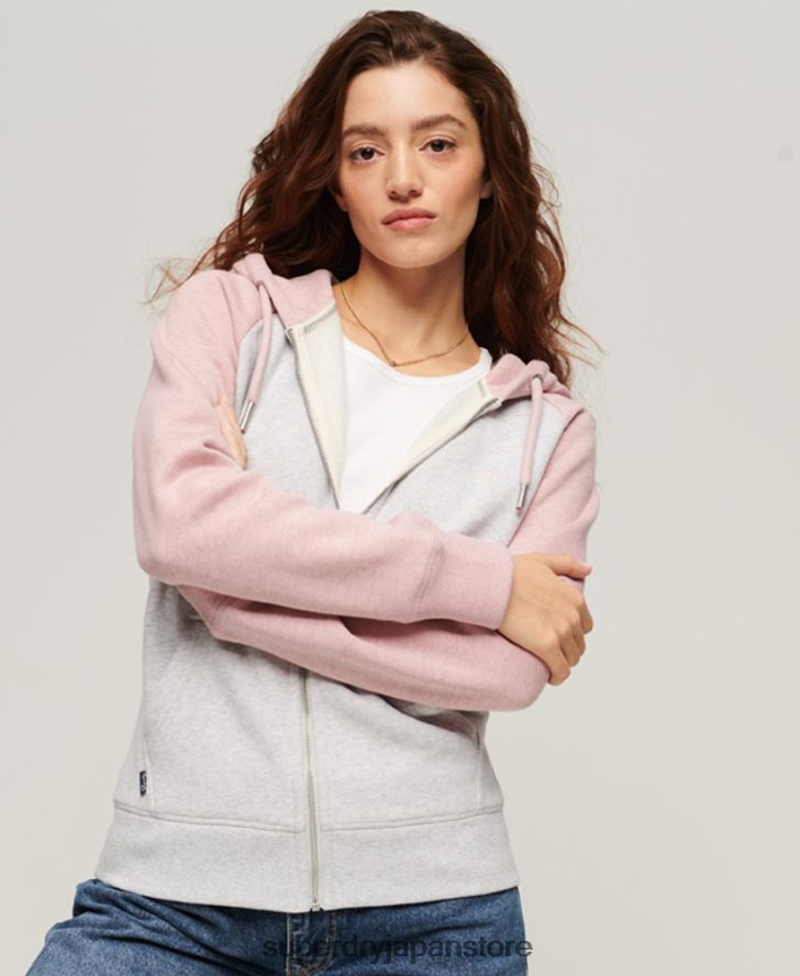 ヴィンテージロゴ刺繍ベースボールジップパーカー 女性 Superdry 衣類 グレー 2J62PZ3283