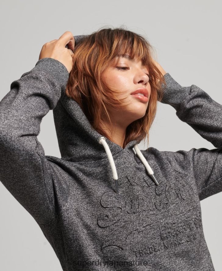 エンボスグラフィックロゴ パーカー 女性 Superdry 衣類 濃い灰色 2J62PZ3285