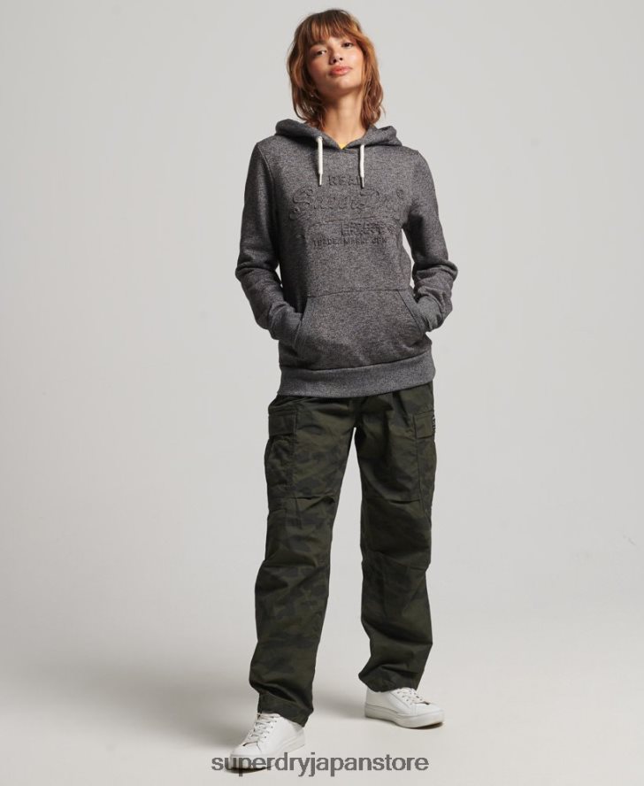 エンボスグラフィックロゴ パーカー 女性 Superdry 衣類 濃い灰色 2J62PZ3285