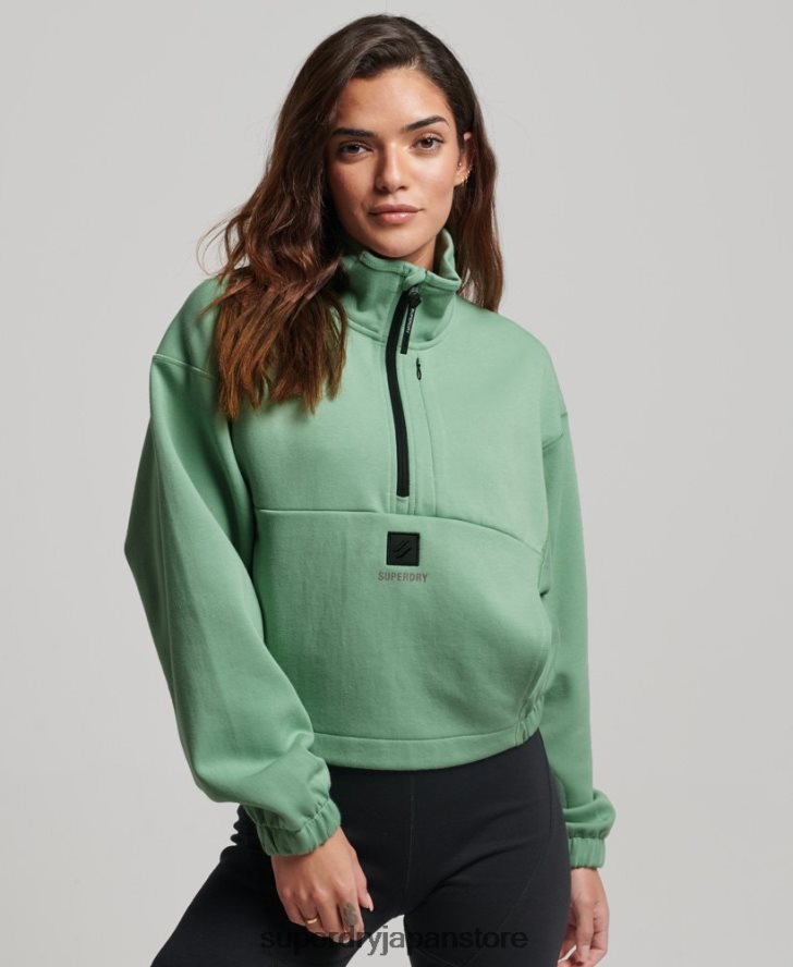 テックバットウィングハーフジップスウェットシャツ 女性 Superdry 衣類 緑 2J62PZ3286