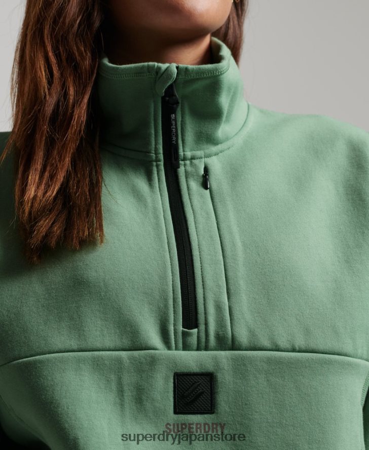 テックバットウィングハーフジップスウェットシャツ 女性 Superdry 衣類 緑 2J62PZ3286