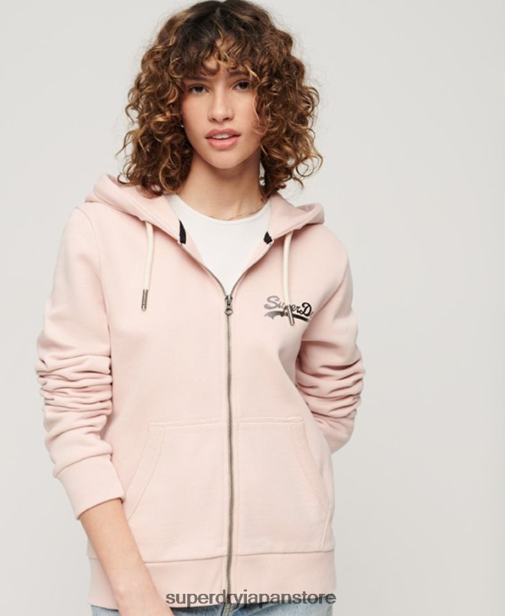 ジャパニーズ ヴィンテージ ロゴ グラフィック ジップ パーカー 女性 Superdry 衣類 ピンク 2J62PZ3287