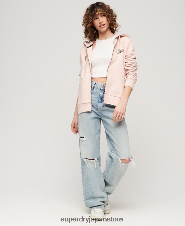 ジャパニーズ ヴィンテージ ロゴ グラフィック ジップ パーカー 女性 Superdry 衣類 ピンク 2J62PZ3287
