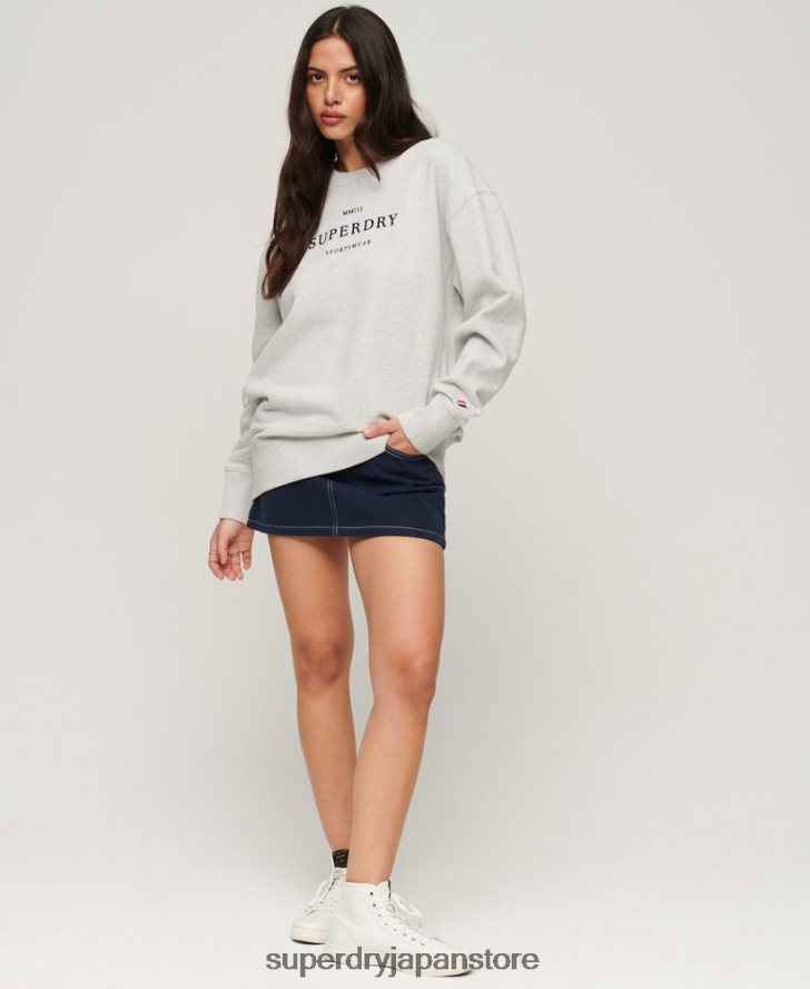紋章オーバーサイズクルースウェットシャツ 女性 Superdry 衣類 グレー 2J62PZ3288