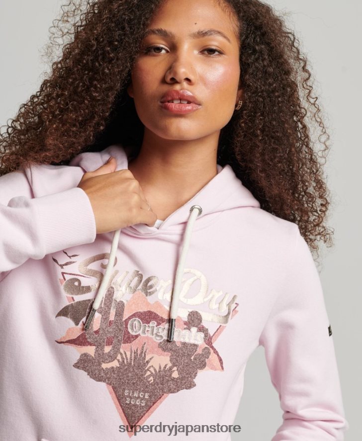 ヴィンテージロゴナラティブパーカー 女性 Superdry 衣類 ピンク 2J62PZ3292