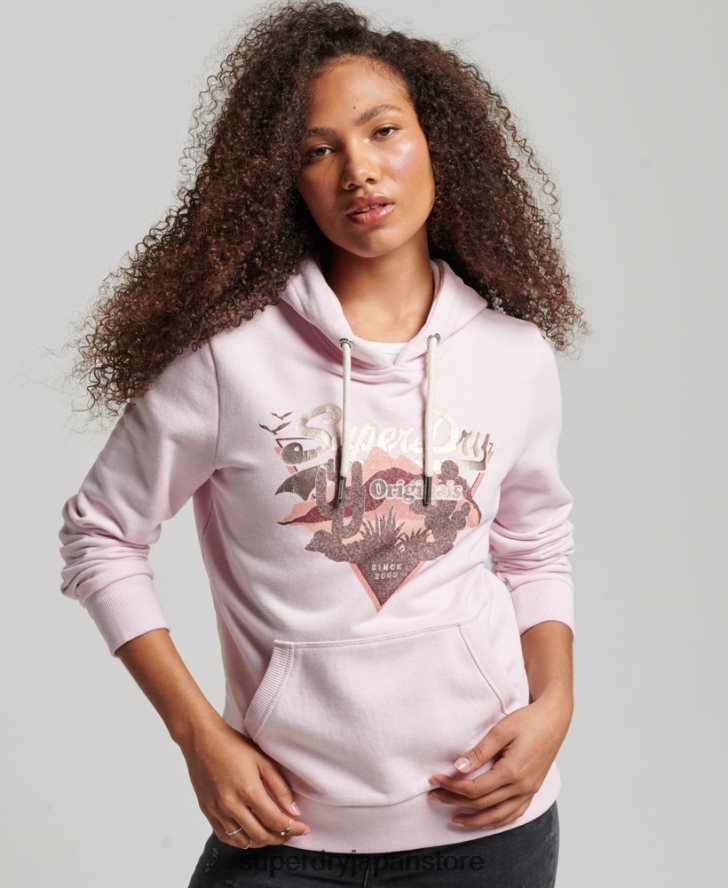 ヴィンテージロゴナラティブパーカー 女性 Superdry 衣類 ピンク 2J62PZ3292