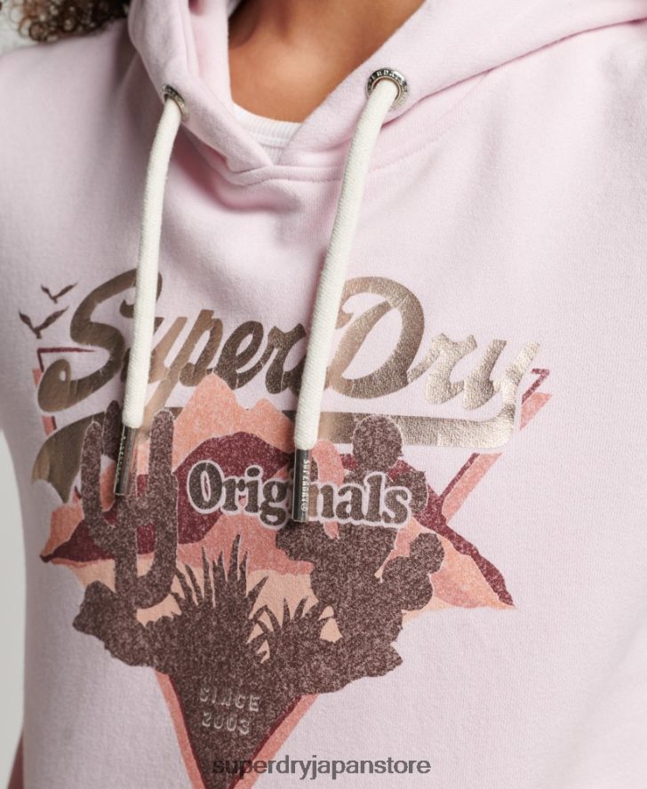 ヴィンテージロゴナラティブパーカー 女性 Superdry 衣類 ピンク 2J62PZ3292