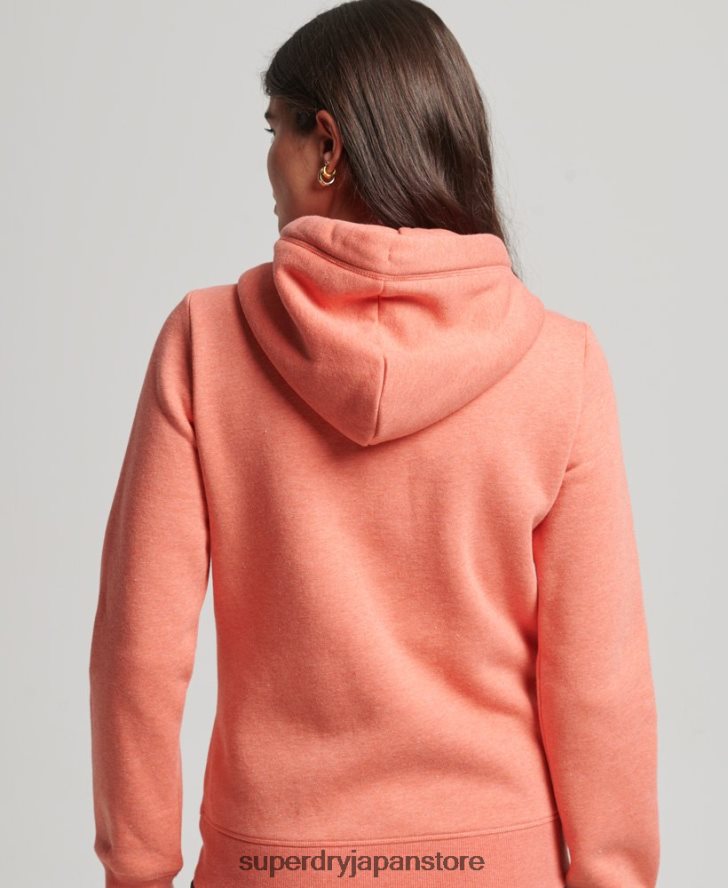 オーガニックコットン エッセンシャル ロゴ ジップ パーカー 女性 Superdry 衣類 コーラル 2J62PZ3293