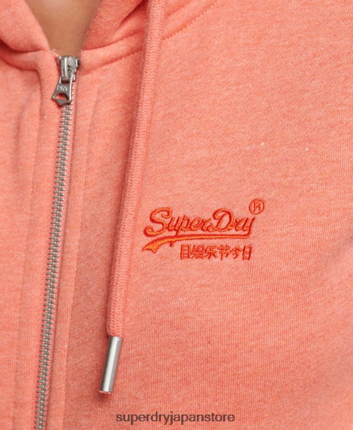 オーガニックコットン エッセンシャル ロゴ ジップ パーカー 女性 Superdry 衣類 コーラル 2J62PZ3293