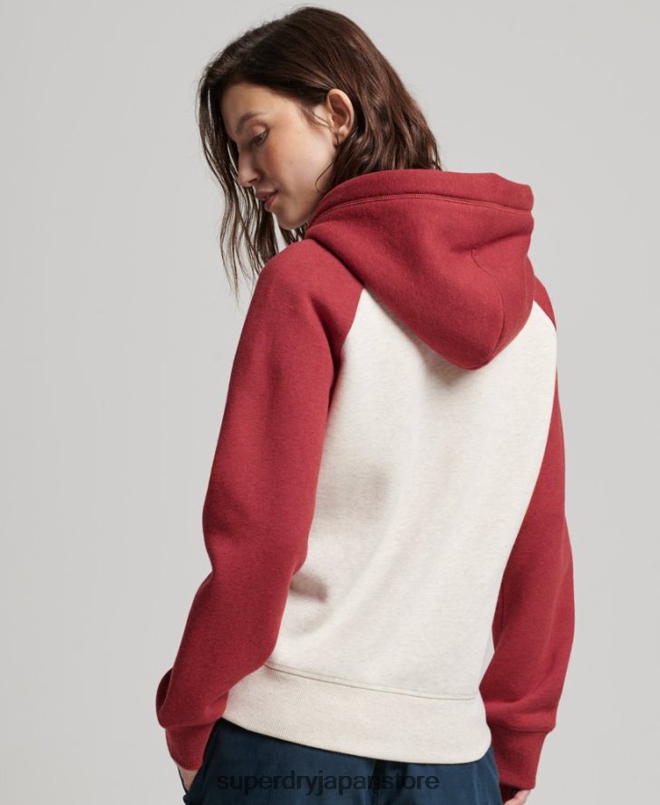 ヴィンテージロゴ刺繍ベースボールジップパーカー 女性 Superdry 衣類 赤 2J62PZ3296