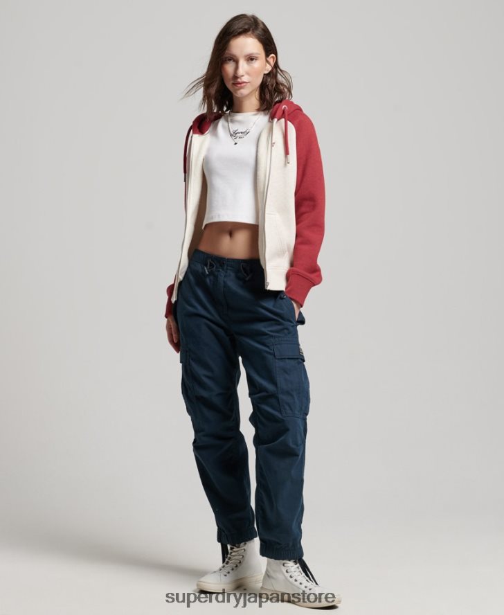 ヴィンテージロゴ刺繍ベースボールジップパーカー 女性 Superdry 衣類 赤 2J62PZ3296