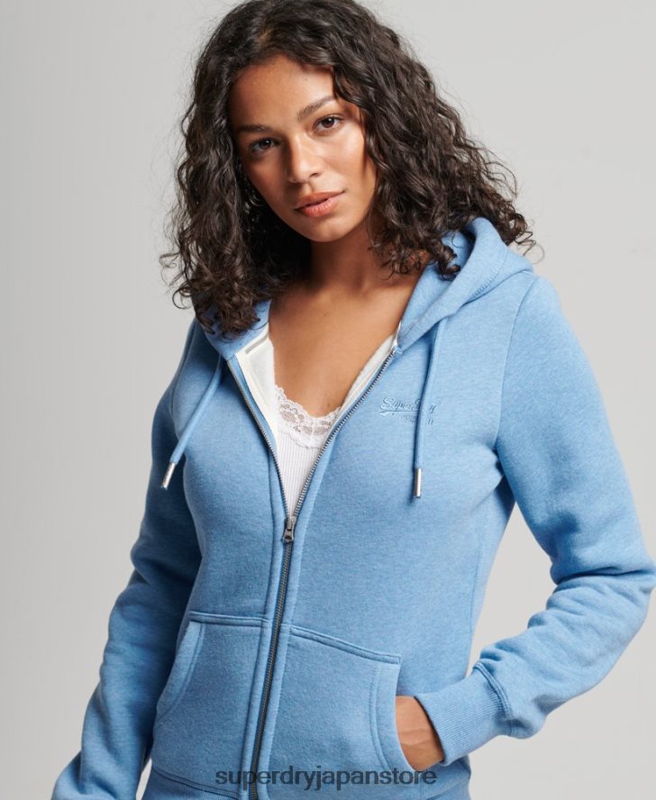 ヴィンテージロゴ刺繍ジップパーカー 女性 Superdry 衣類 青 2J62PZ3297