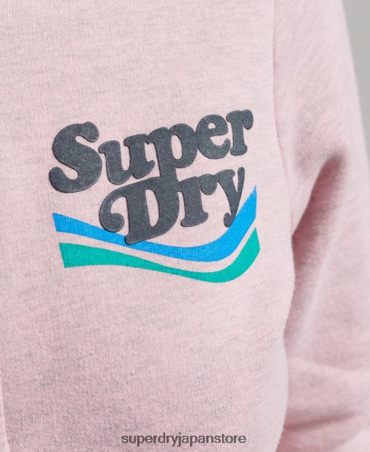 ヴィンテージクーパーノスタルジックジップパーカー 女性 Superdry 衣類 ピンク 2J62PZ3298
