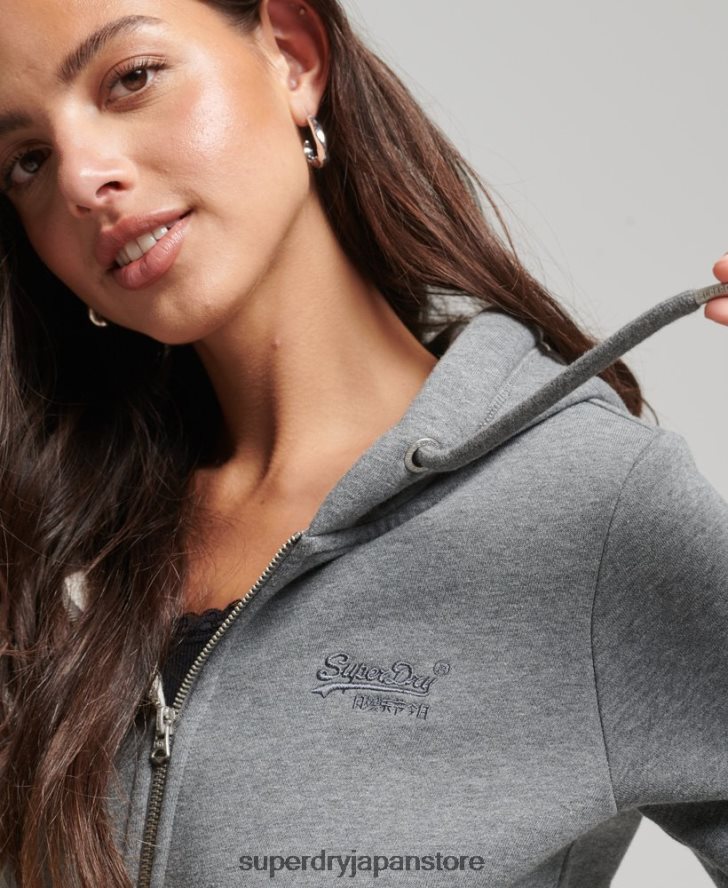 オーガニックコットン エッセンシャル ロゴ ジップ パーカー 女性 Superdry 衣類 グレー 2J62PZ3303