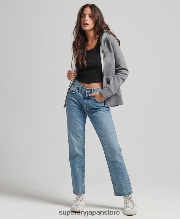オーガニックコットン エッセンシャル ロゴ ジップ パーカー 女性 Superdry 衣類 グレー 2J62PZ3303